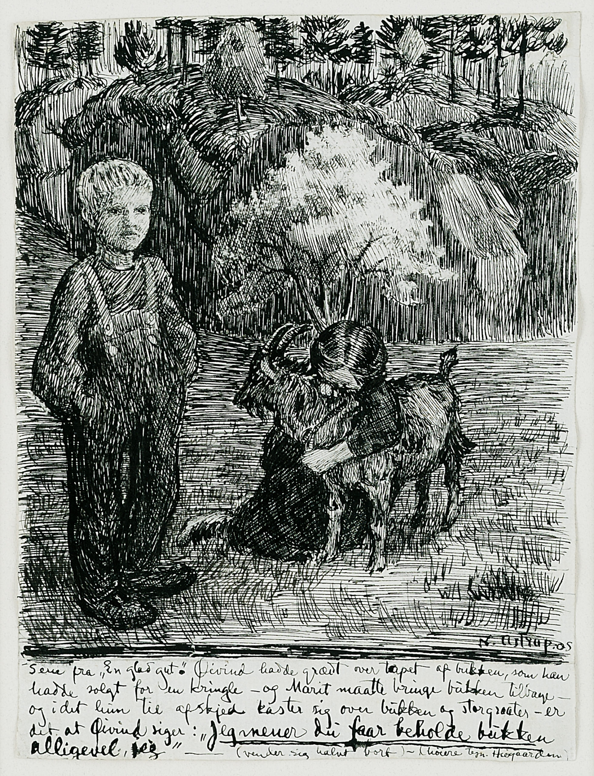 Bj. Bjørnson, scene fra En glad gut: Jeg mener du får beholde bukken …