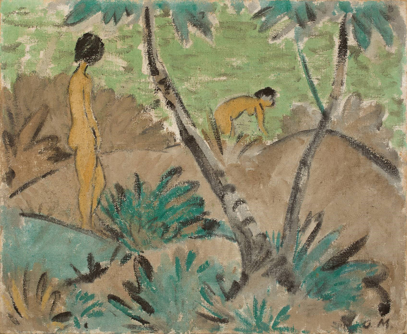 Zwei Mädchen mit gegabeltem Baum